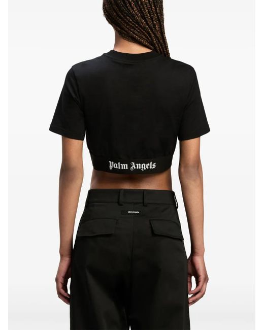 Palm Angels Black Logo Cotton Cropped T-Shirt