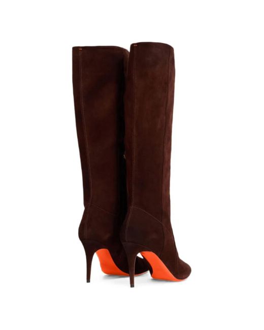 Santoni Brown Pointed-Toe Suede Boots
