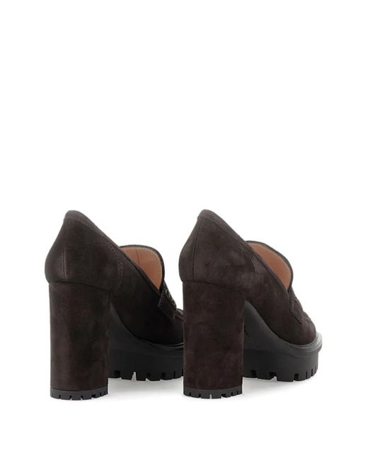 Gianvito Rossi Black Loafer-Style Platform Heeled Pumps
