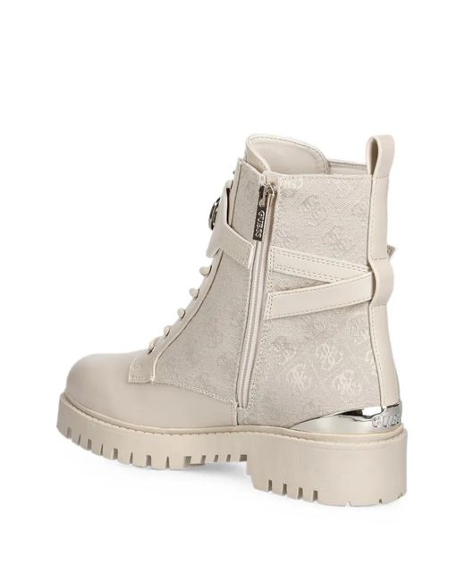 Guess Natural Olanna Logo Combat Boots