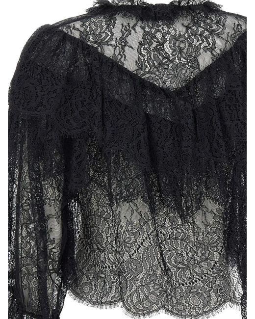 Rixo Black Faryn Ruffled Lace Blouse