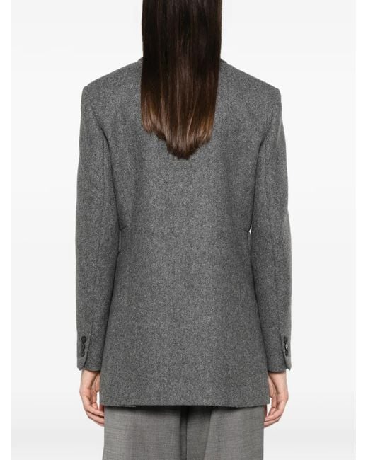 Maje Gray Double-Breasted Crystal-Embellished Coat