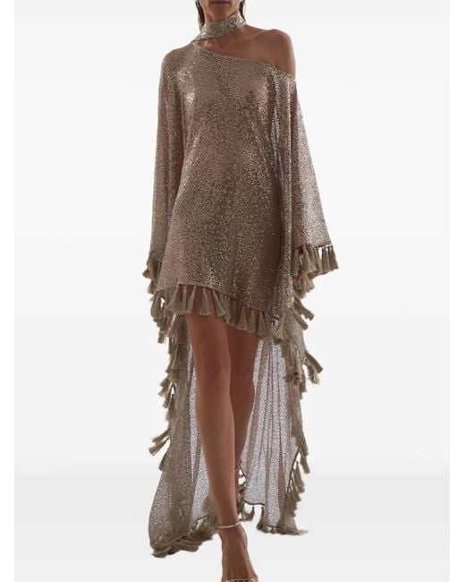 Taller Marmo Natural Trebbia Disco Fringed Kaftan Dress