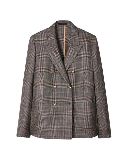 Paul Smith Brown Double-Breasted Check Blazer