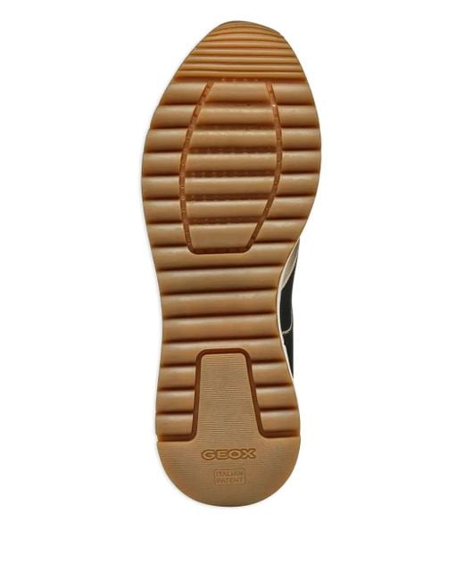 Geox Black Desya Leather-Detail Sneakers