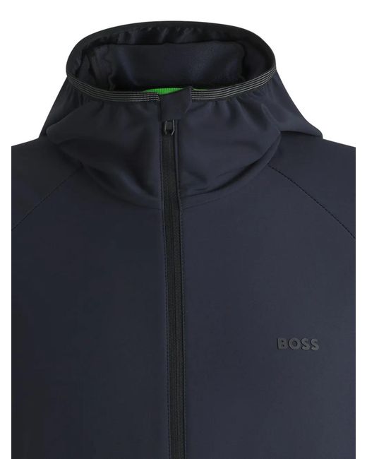Boss Blue Hooded Zip-Up Jacket for men