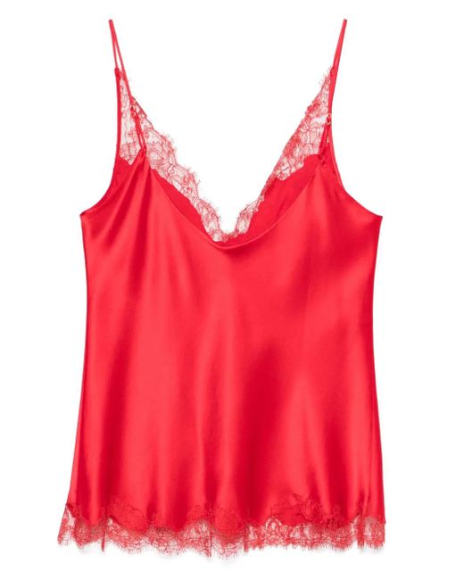 Carine Gilson Red Lace-Detailed Camisole