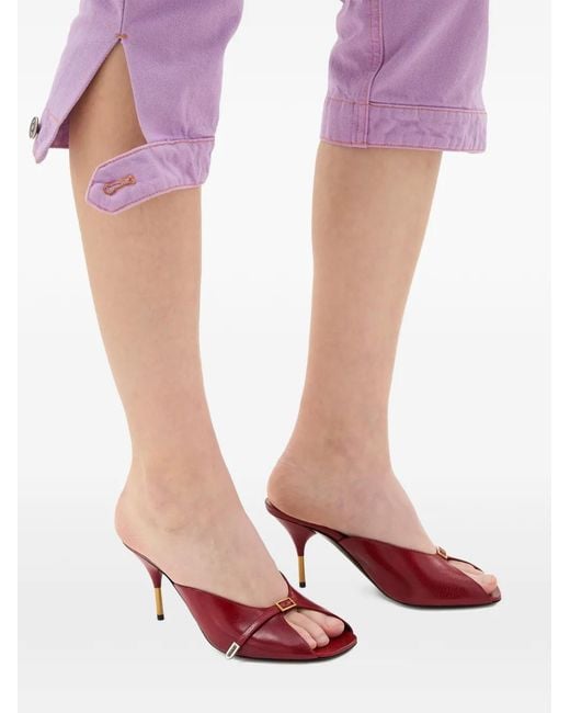 Versace Red Pointed Toe Sandals With Metallic Accent