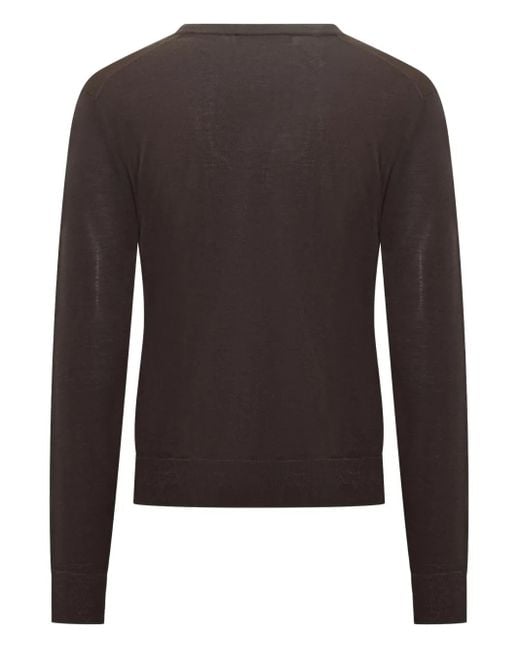 FILIPPO DE LAURENTIIS Brown V-Neck Wool Sweater for men