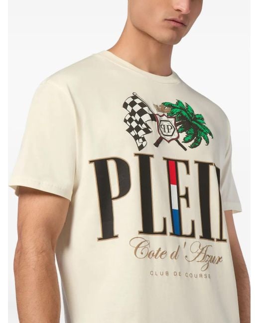Philipp Plein Natural Cote D Azur Plam T-Shirt for men