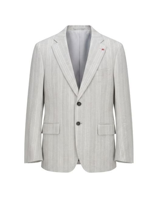 Isaia Gray Pinstripe Single-Breasted Jacket for men