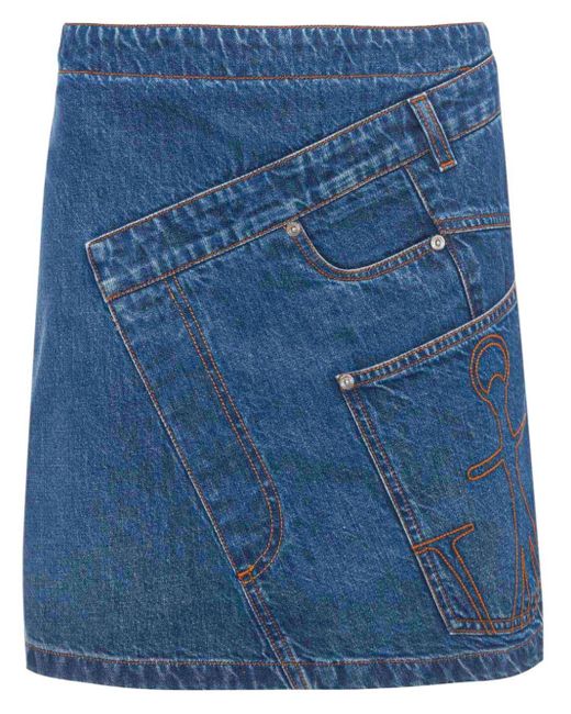 J.W. Anderson Blue Twisted Mini Denim Skirt - Women's - Cotton