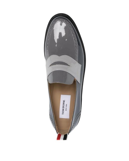 Thom Browne Gray Patent-leather Penny Loafers for men