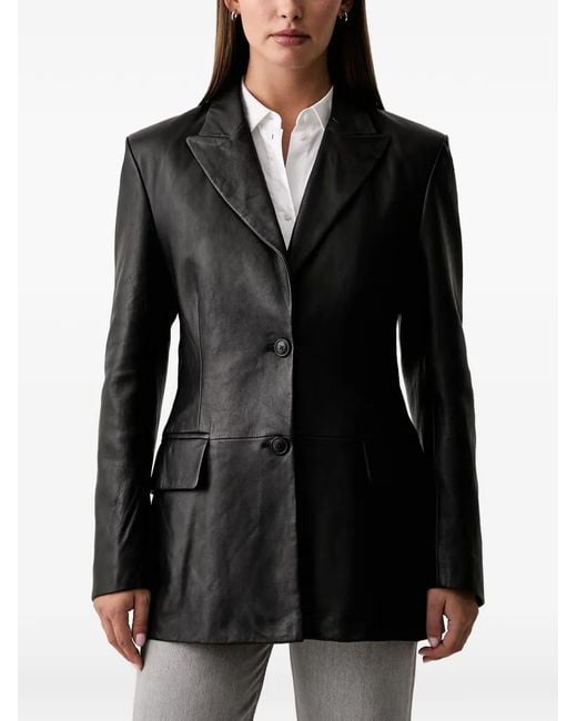 Trussardi Black Single-Breasted Leather Jacket