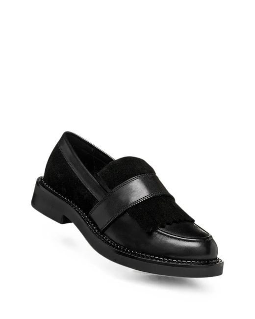 Geox Black Fringed Panelled Loafers