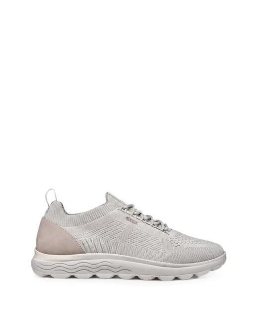 Geox White Spherica Panelled Sneakers for men