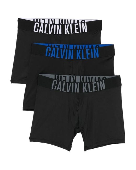 Calvin Klein Black Logo-Waistband Boxers (Pack Of Three) for men
