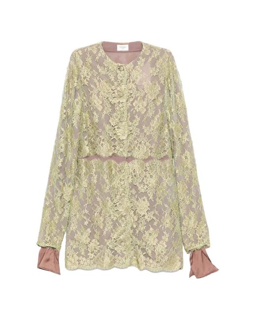 Saint Laurent White Bow-Cuff Lace Mini Dress