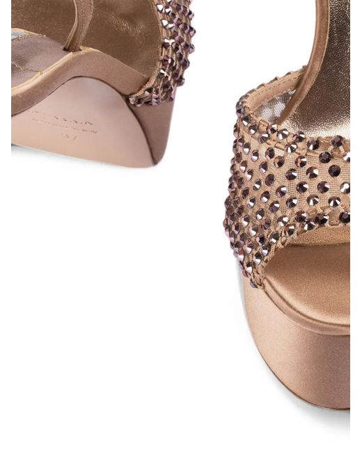 Le Silla Metallic Gilda Crystal-Embellished Platform Sandals