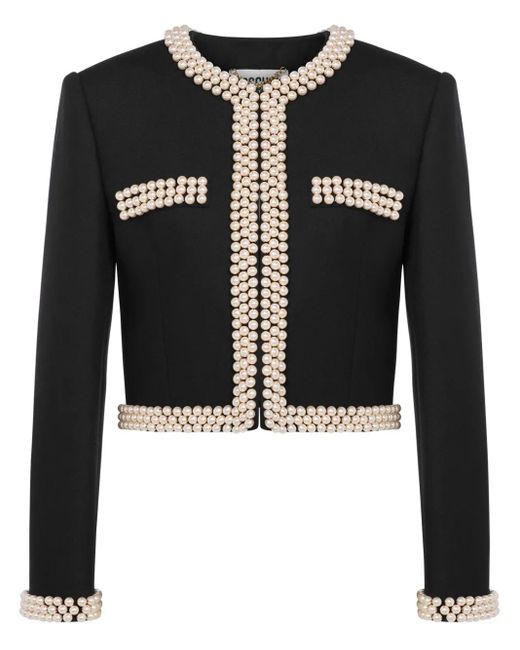 Moschino Black Blazer Mit Kunstperlen