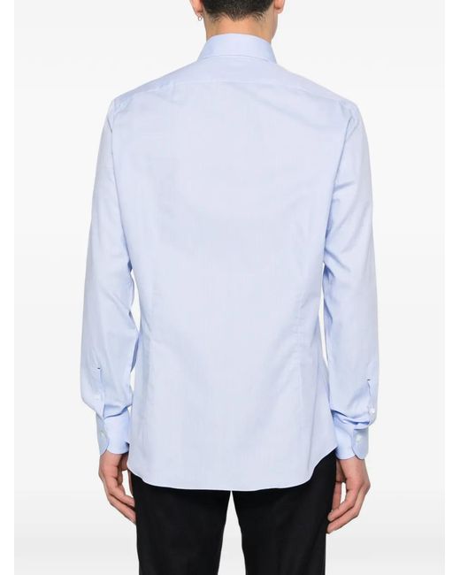 Mazzarelli Blue Button-Fastening Shirt for men