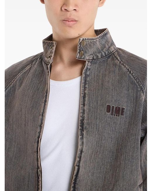 Dime Gray Veste En Jean À Col Montant Et Logo Brodé