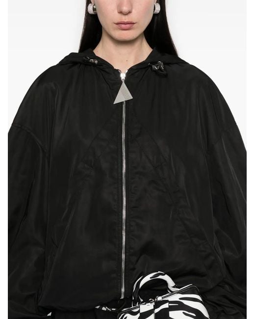 The Attico Black Oversized Bomber With Drawstring