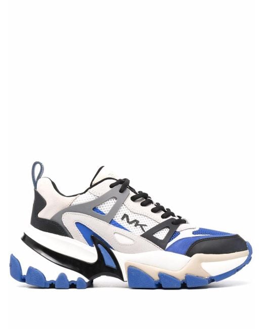 Michael Kors Leather Nick Colour-block Sneakers in Blue for Men - Lyst
