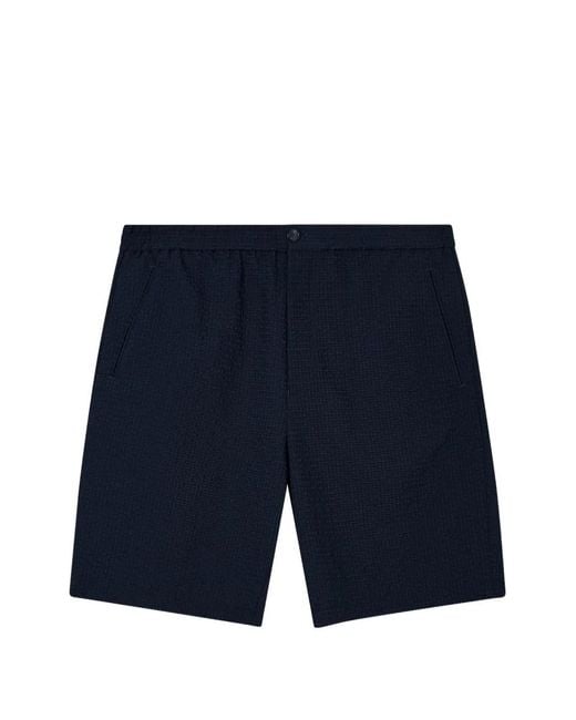 Emporio Armani Blue Seersucker-Textured Shorts for men