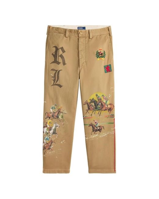 Polo Ralph Lauren Natural Embroidered Printed Trousers for men