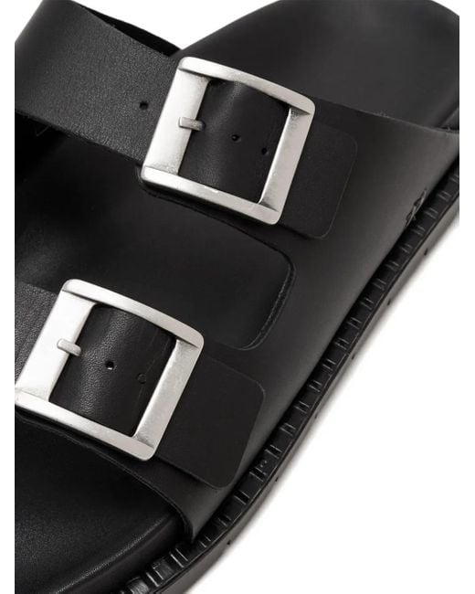 Forsa Black Curtis Buckle-Strap Slides for men