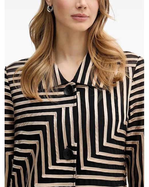 Joseph Ribkoff Black Geometric-Striped Shirt
