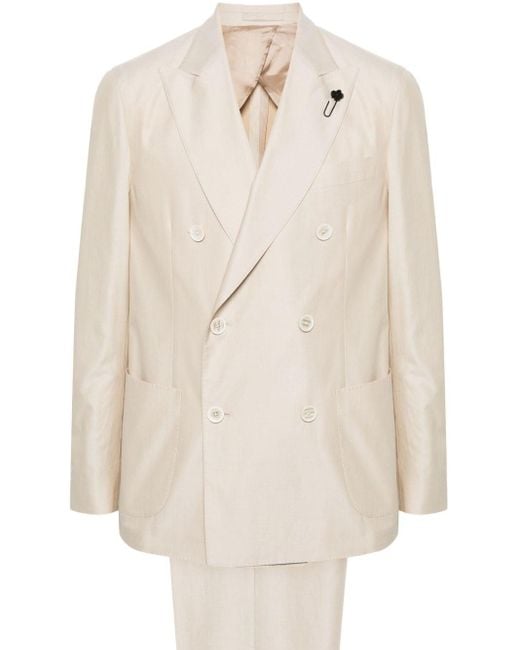 Lardini White Double-breasted Cotton Suit for men