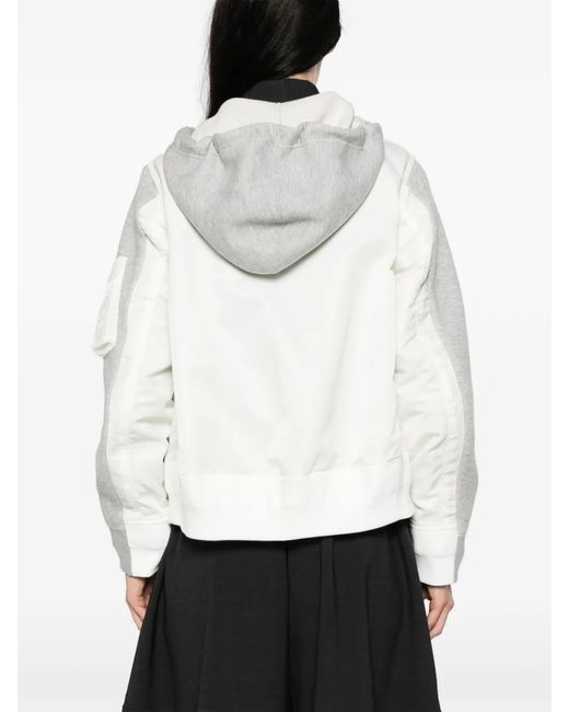 Sacai White Panelled Hoodie