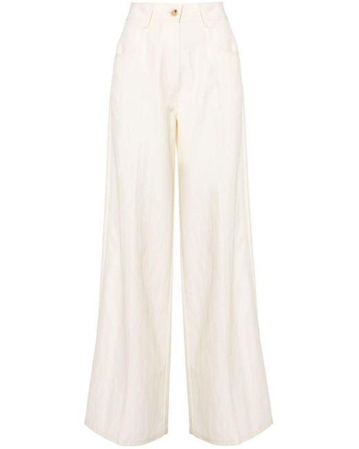 Pantalones anchos con cierre de botón Forte Forte de color White