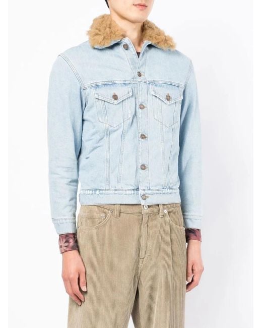ERL Blue Fur-Collared Denim Jacket