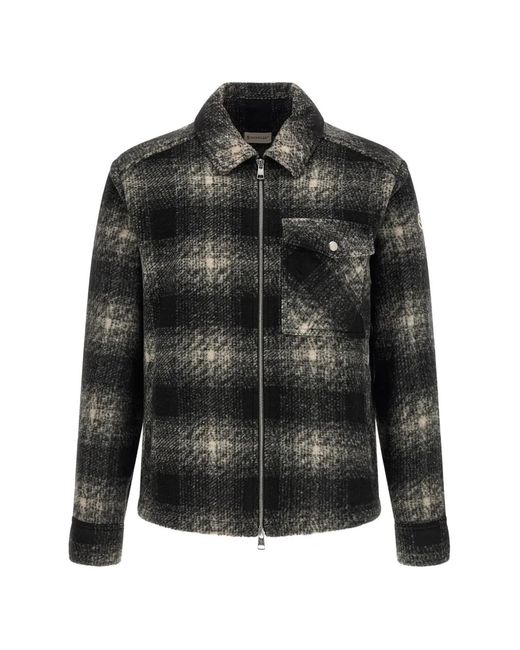 Moncler Black Check Jersey Zip-Up Shirt for men