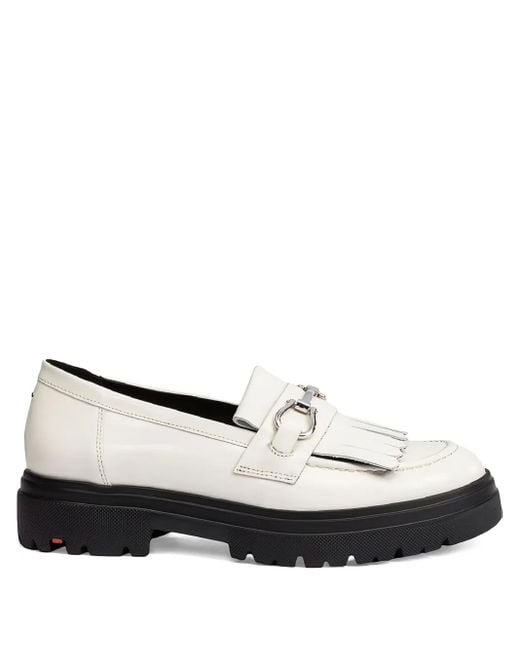 Lloyd White Fringed Leather Loafers