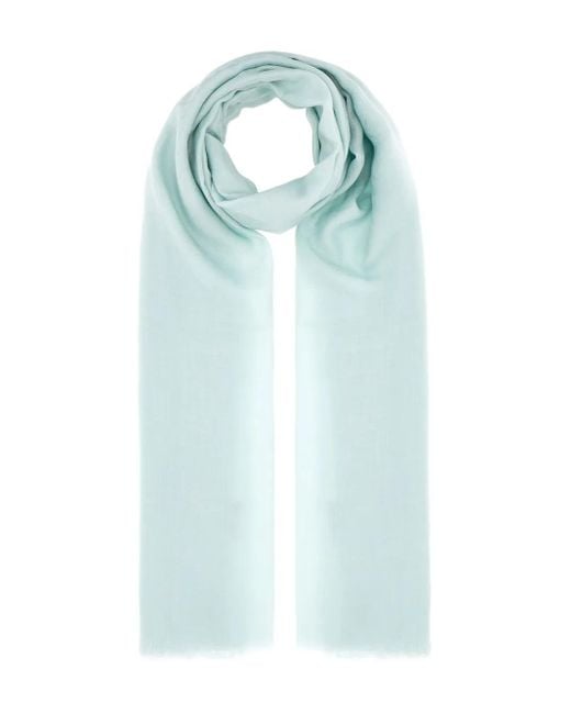 Fendi Blue Frayed-Edge Scarf