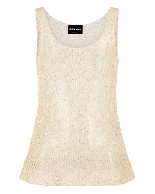 Giorgio Armani Tanktop Verfraaid Met Pailletten in het Natural