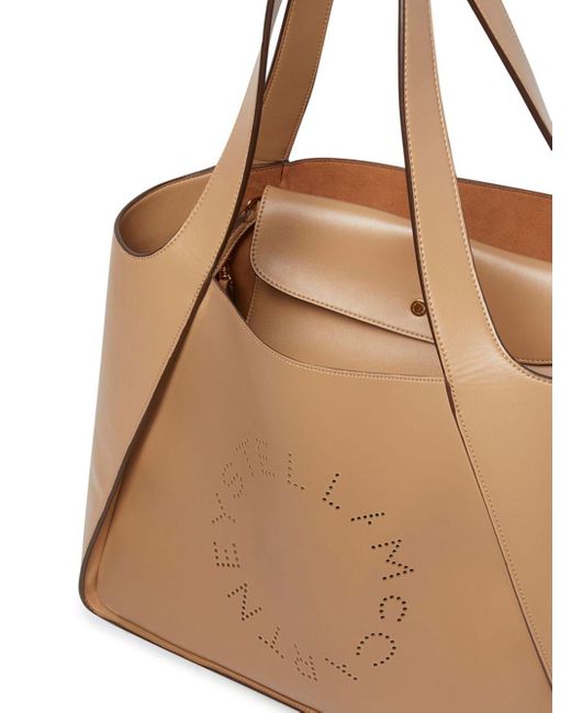 Stella McCartney Natural Stella Logo Leather Tote Bag