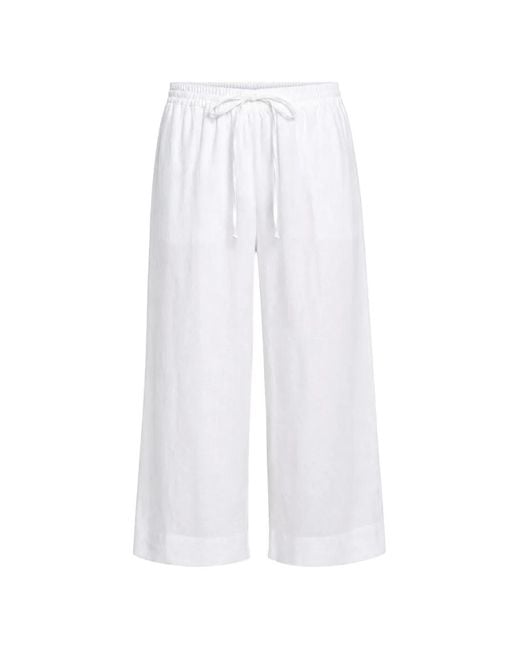 DKNY White Drawstring Wide-Leg Trousers