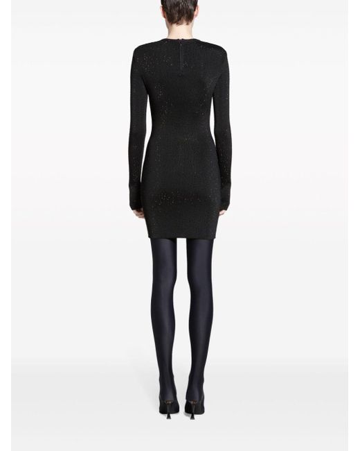 Vestido corto con apliques de strass Balenciaga de color Black