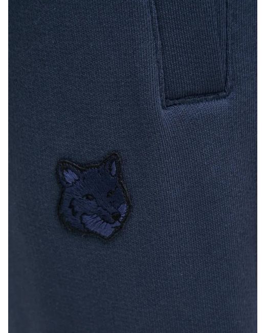 Maison Kitsuné Blue Embroidered-Logo Track Pants for men