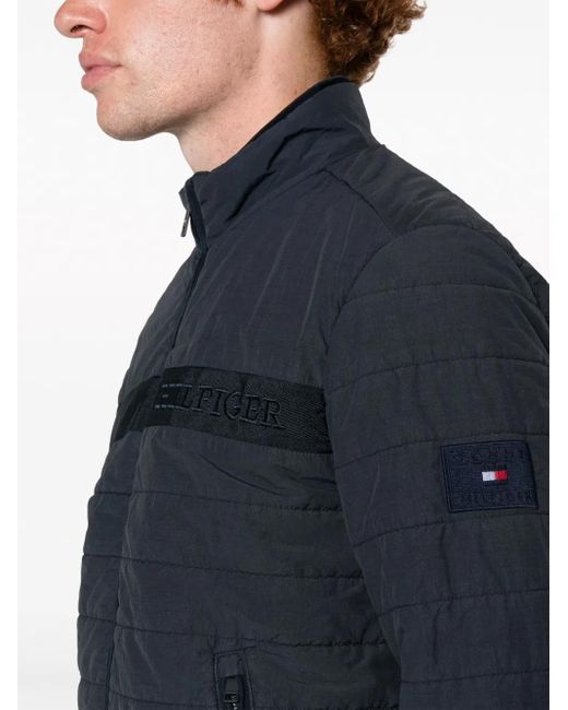 Tommy Hilfiger Blue Logo-Embroidered Padded Jacket for men