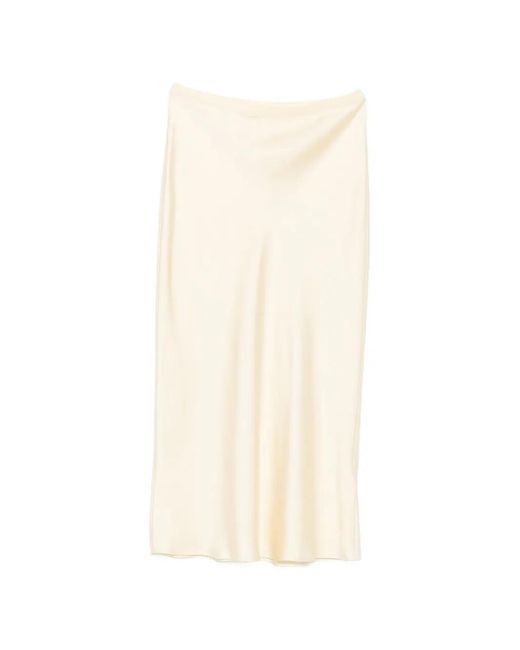 Anine Bing White Bar Silk Midi Skirt