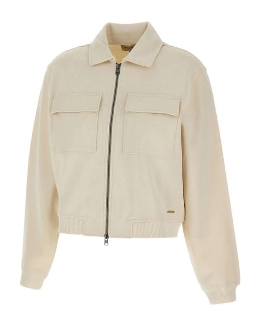 Woolrich Natural Two-Way Zip Pocket Sweatshirt