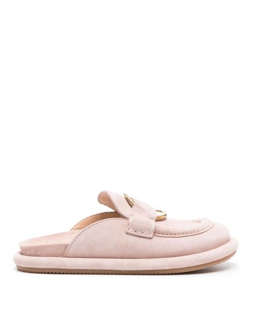 Moncler Pink Bell Suede Mules