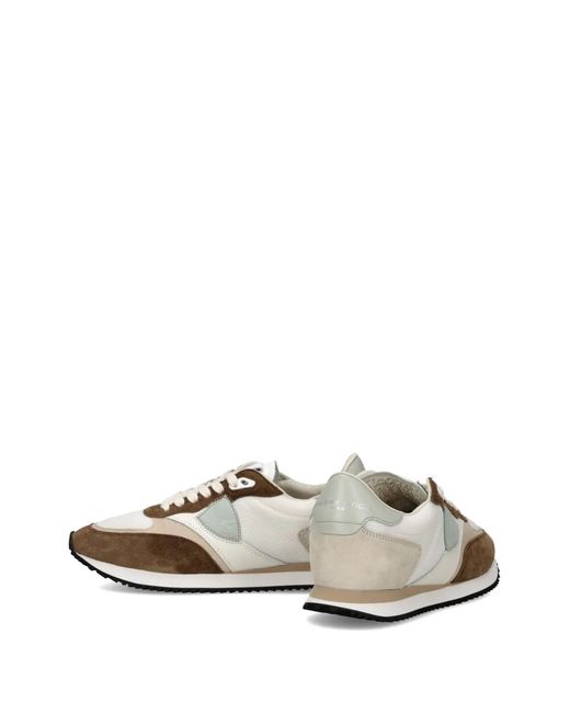 Philippe Model White Blville Suede-Panel Sneakers