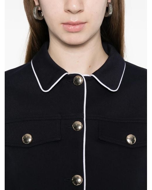 Maje Blue Buttoned Piped Jacket